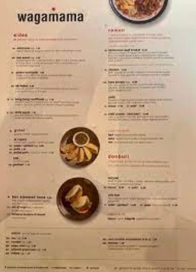 Wagamama Menu