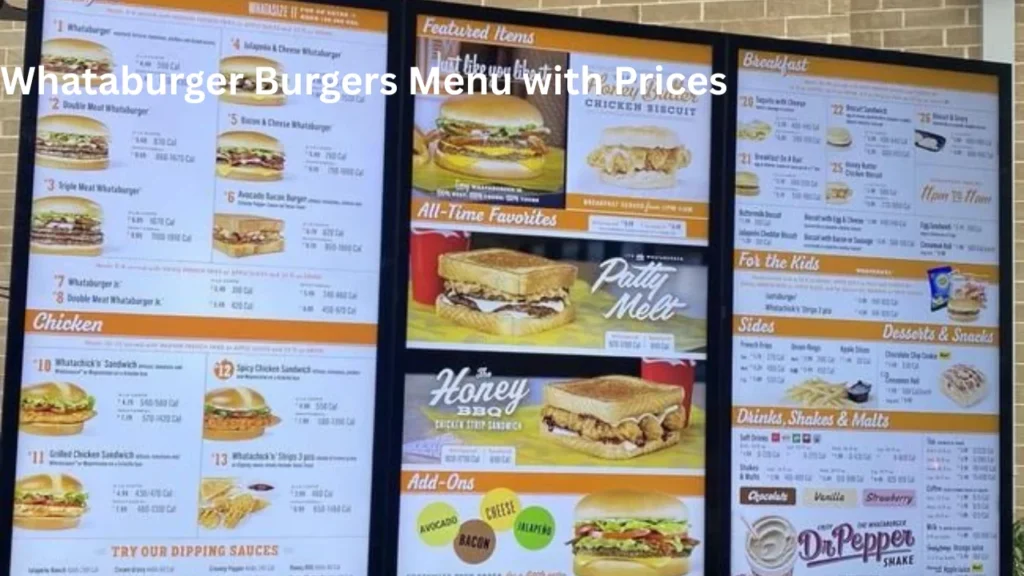 Whataburger Burgers Menu with Prices