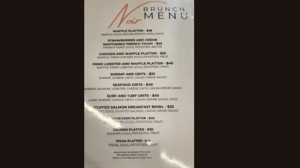 Brunch Favorites Noir Kitchen & Cocktails Menu