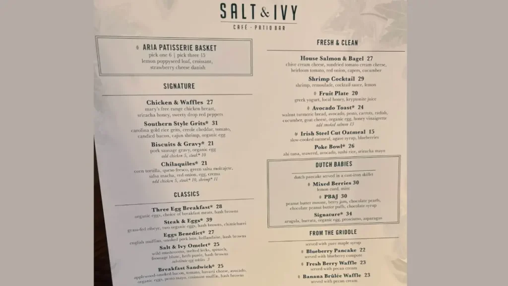 Popular Items Salt and Ivy Menu