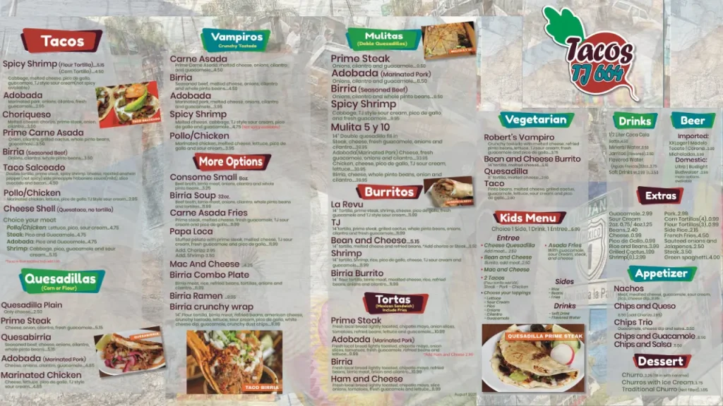 Burritos Tacos TJ 664 Menu