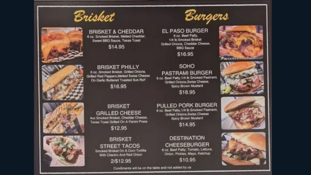Sandwiches and Burgers Destination Smokehouse Menu
