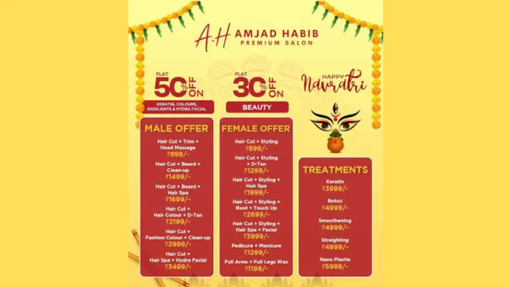 Men’s Grooming Service Jawed Habib Menu With Price